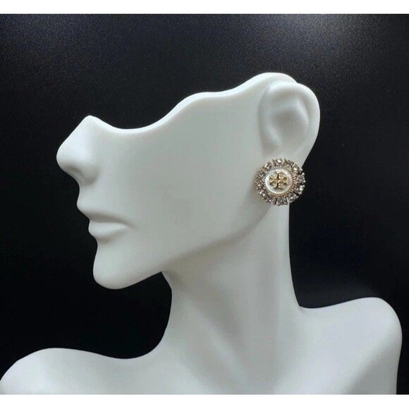Tory Burch Moondance Crystal Stud Earrings | Giftable New | Full Packaging. $150 - Picture 3 of 3